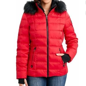 Nautica Faux Fur Trim Hooded Midweight Puffer Jacket New Without Tags NWOT